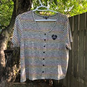 STRIPED “NOT SORRY” GRAPHIC TEE